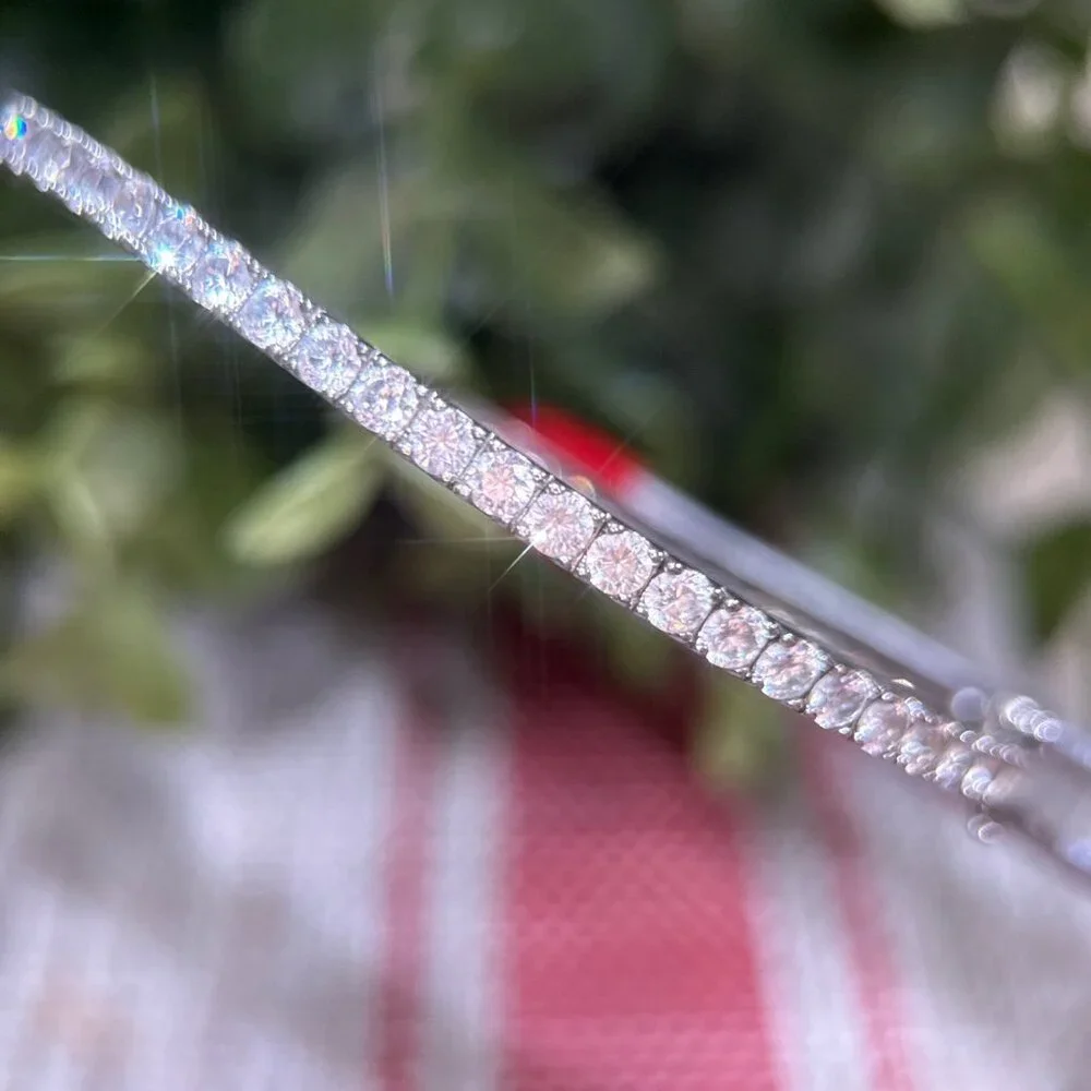 Silver Tone Eternity Rhinestones Bangle